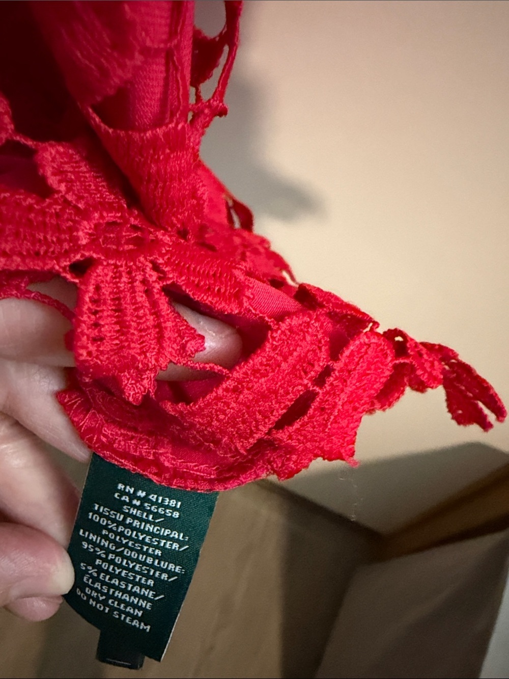 Lauren Ralph Lauren Red Floral Lace Midi Dress - Picture 3 of 9